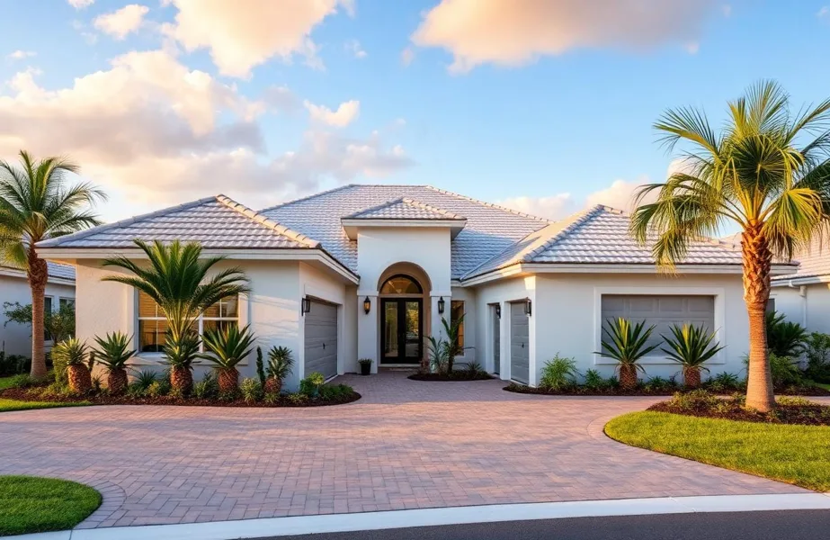 Palm-lined home exterior at Pineapple Preserve